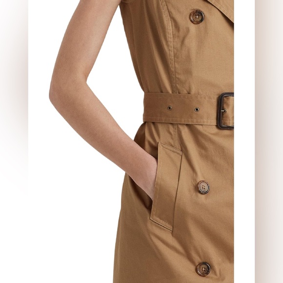 NWT Lauren Ralph Lauren Micro-Sanded Twill Button Sleeveless Dress - Picture 4 of 16